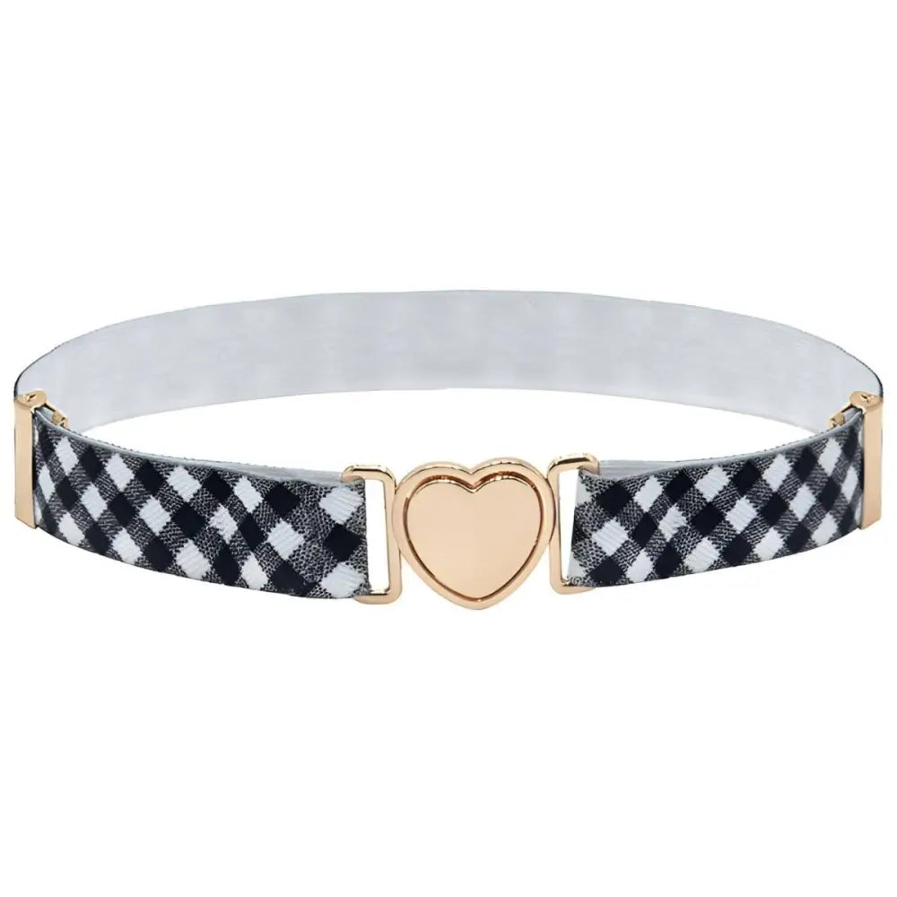 Black and white checkered belt with heart buckle for child’s wardrobe accessory
