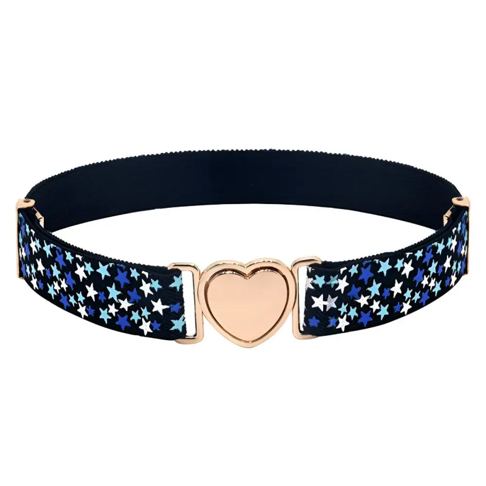 Ludie Belt with star pattern elastic and heart-shaped buckle for stylish accessories