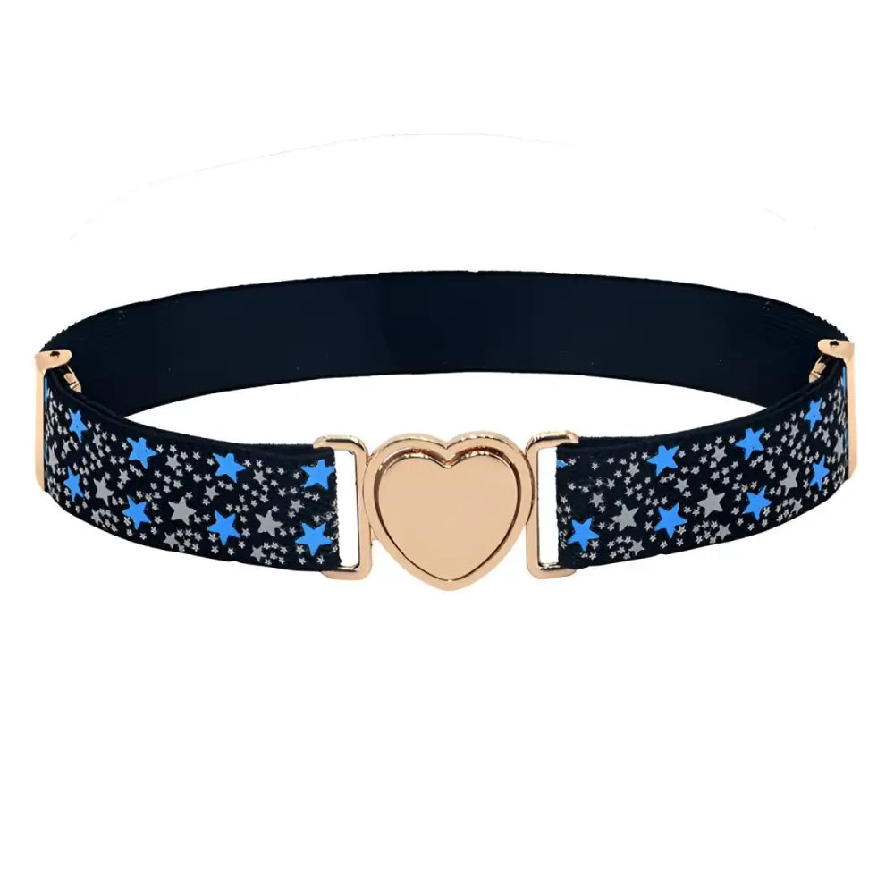 Ludie Belt with star pattern and heart buckle, stylish fashion accessory