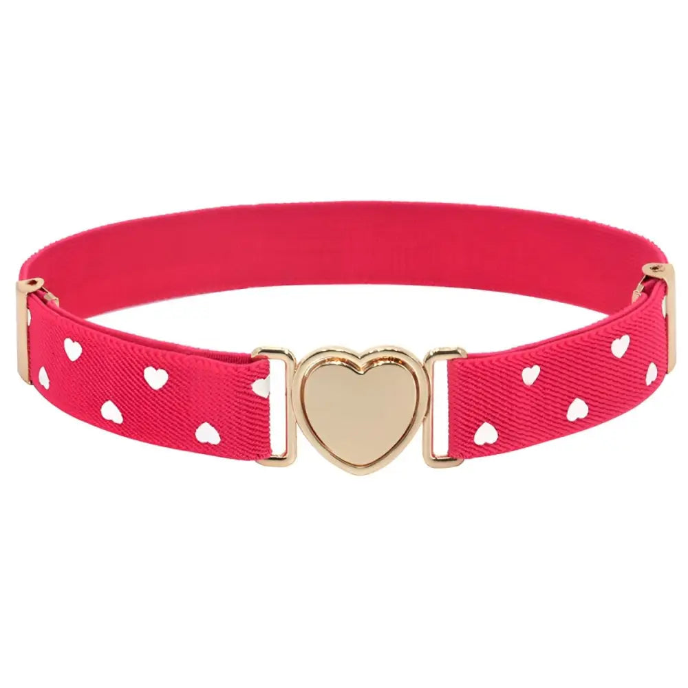 Red elastic belt with a heart-shaped buckle from Colorful Elastic Belts collection