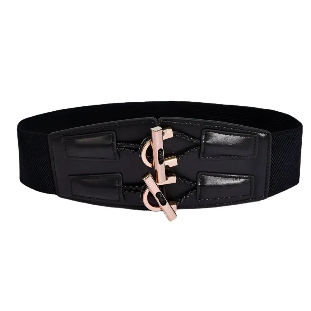 Éléonore elastic belt with gold-tone buckle and hardware in black and brown