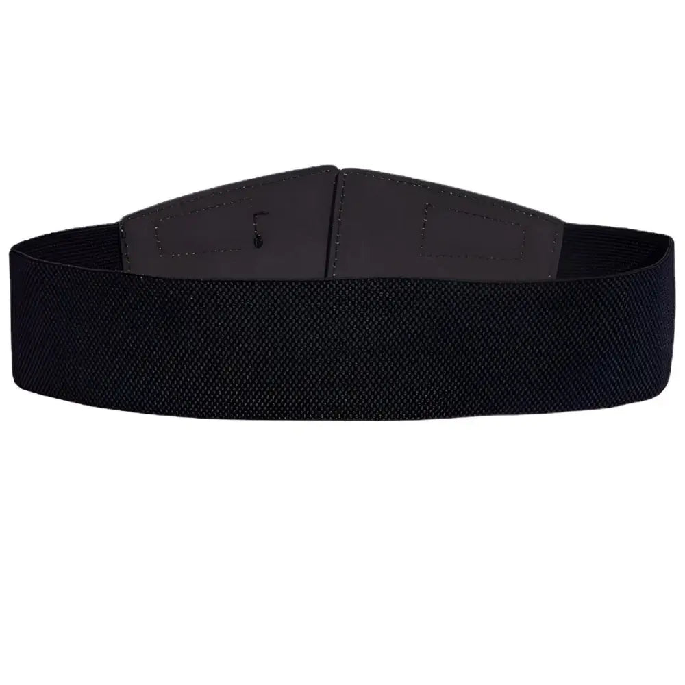 Black Éléonore elastic belt with gold buckle and hardware in black and brown