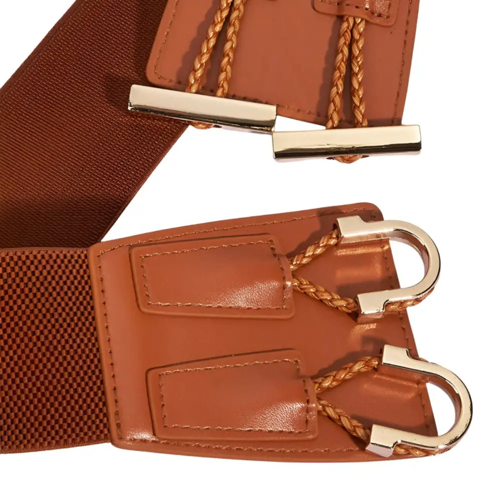 Éléonore elastic belt with gold-tone hardware in brown for stylish accessories