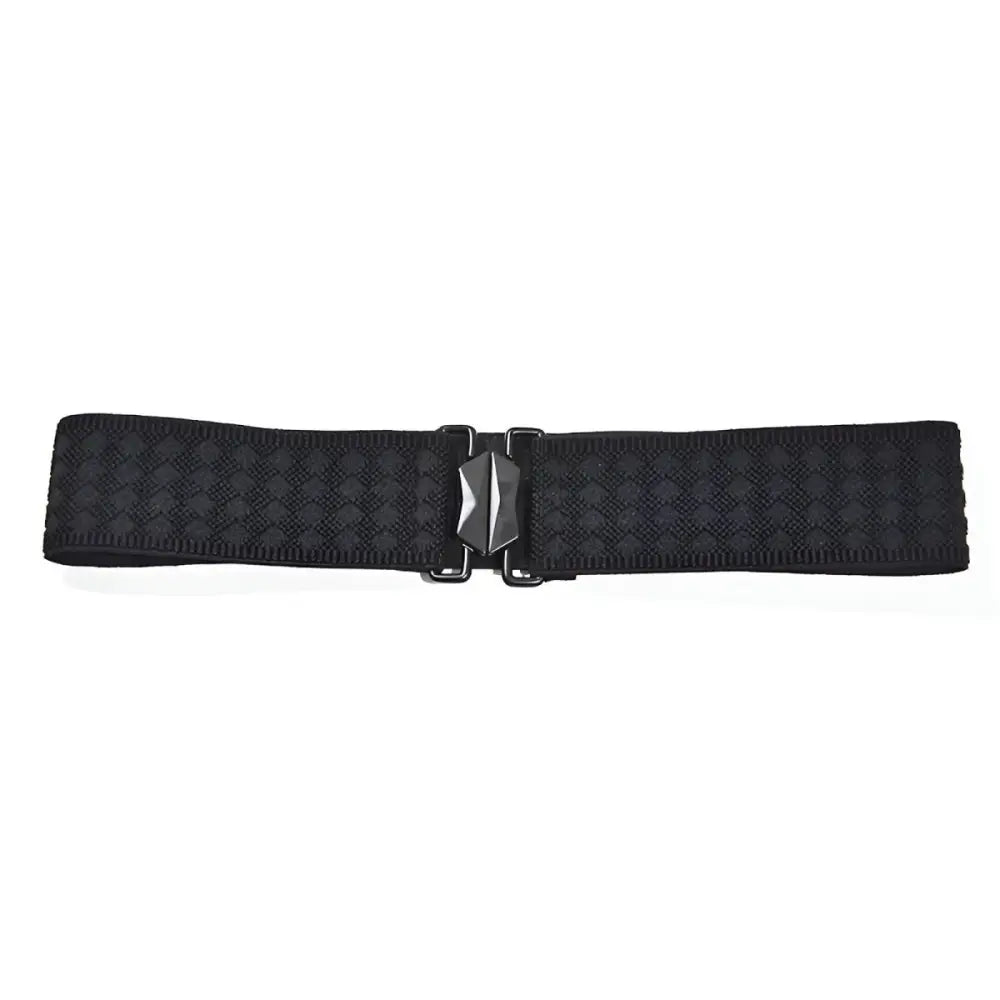 Black elastic belt with silver buckle from Leopard Print Women’s Elastic Waist Belt collection