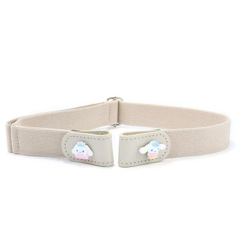 Beige elastic belt with cartoon character accents for child’s wardrobe fashion