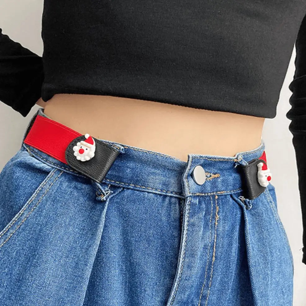 Apolline belt with Santa Claus and snowflake embellishments for festive jeans