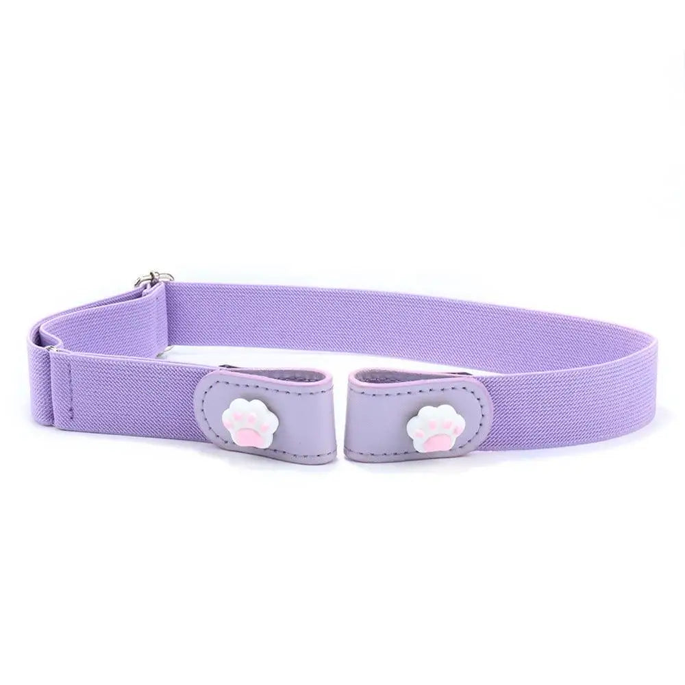 Girl’s Lavender Eulalie Belt with Cartoon Button and Cat Paw Closures