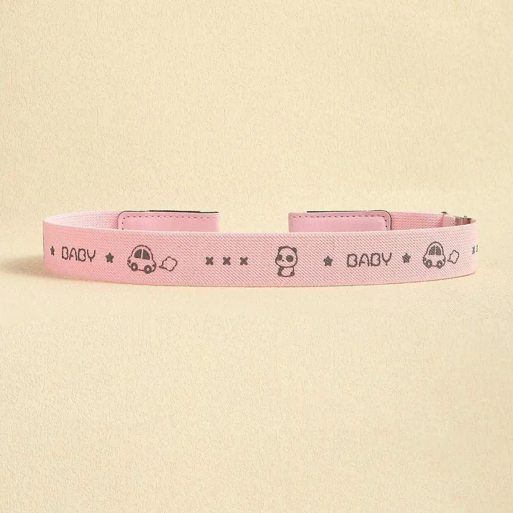 Pink baby headband displayed with Light Blue Denim Shorts featuring Erwin buckle-free belt