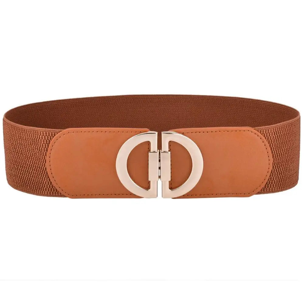 Brown elastic belt with a gold buckle from Set of Four Colorful Elastic Belts