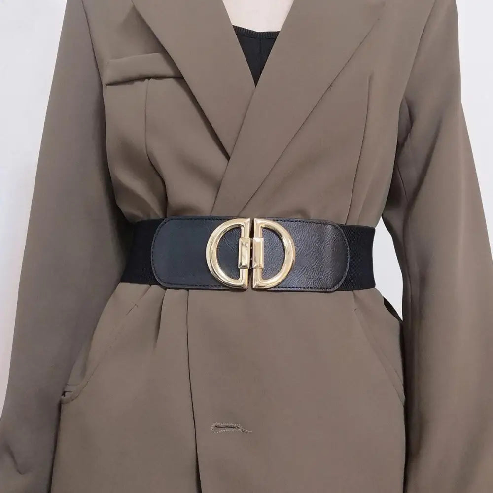 Black elastic belt with a gold buckle from the Set of Four Colorful Elastic Belts collection