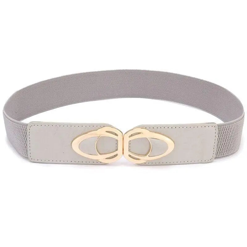 Gray elastic belt with gold buckle from the Joséfine Belt collection