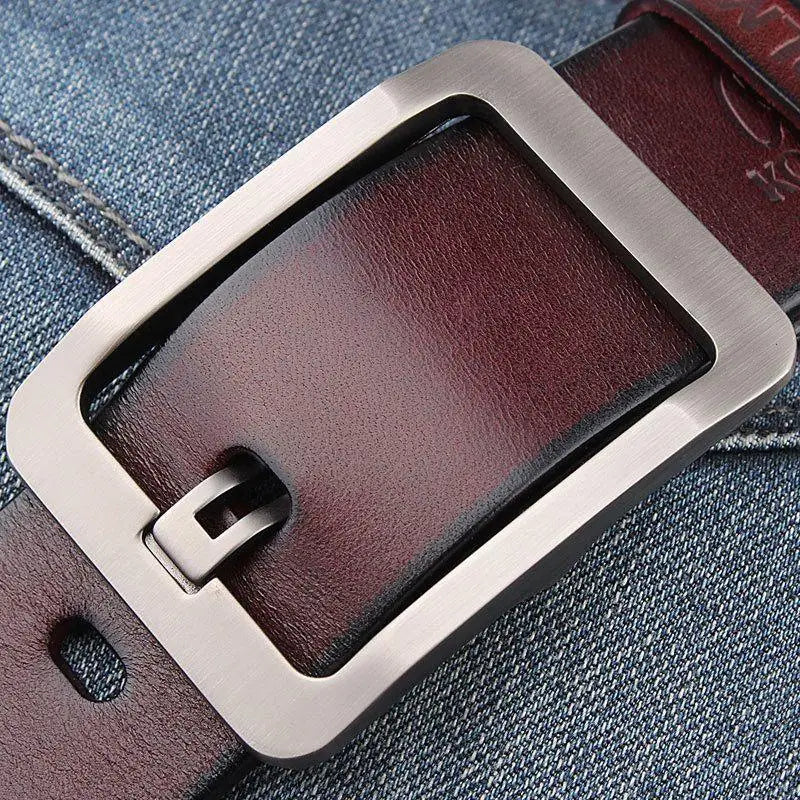 Leather belt with a silver buckle in Burgundy and Brown for stylish accessories