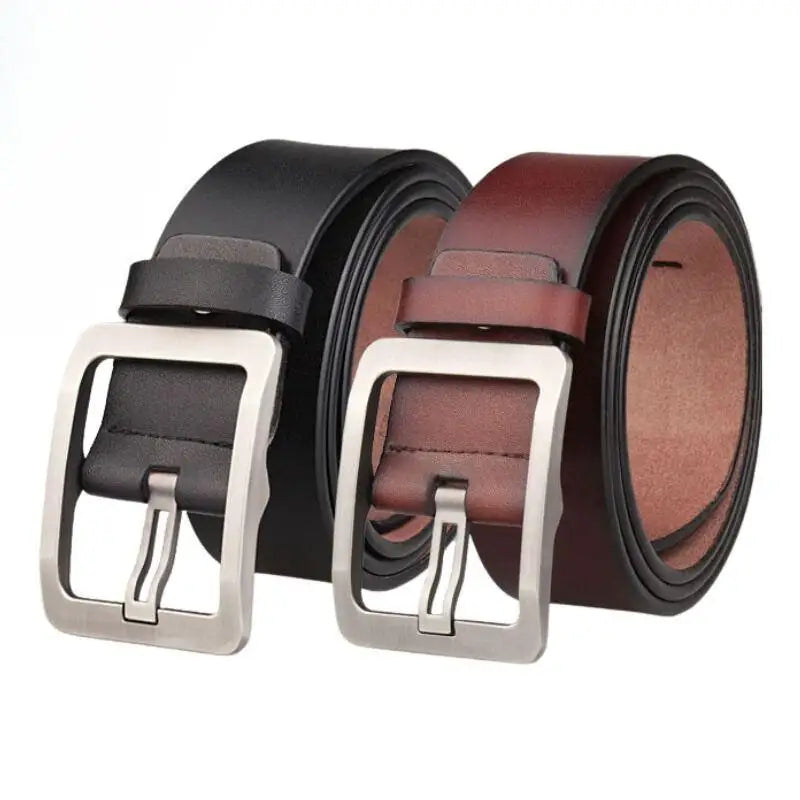 Leather belts with silver buckles in Burgundy and Brown displayed for fashion accessory