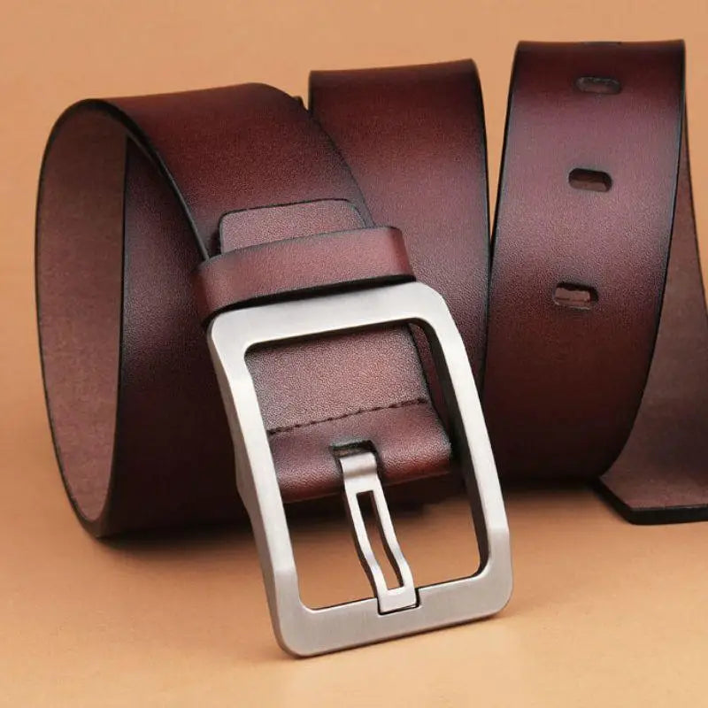 Maroon leather belt with silver buckle from Leather Belts with Silver Buckles in Burgundy and Brown