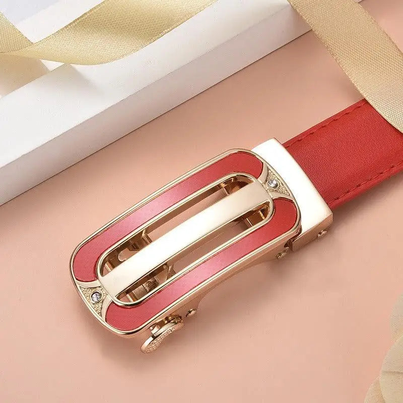 Red leather belt with gold buckle from Decorative Red Leather Belts with Gold Buckles