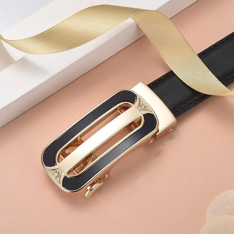 Black leather belt with gold buckle from Decorative Red Leather Belts with Gold Buckles