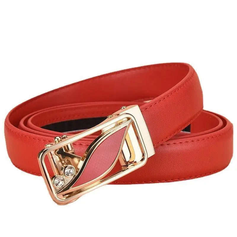 Red leather belt with gold buckle from Decorative Red Leather Belts with Gold Buckles