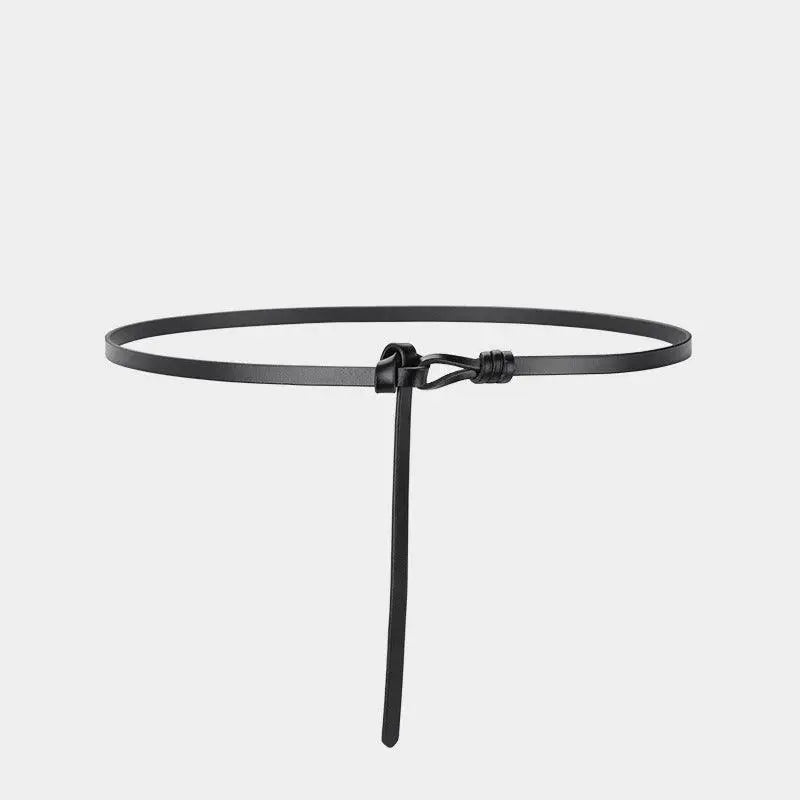 Thin black leather belt from Assorted Leather Tie Belts collection showcasing aesthetic appeal