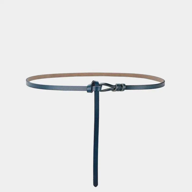 Blue leather tie belt displayed in Assorted Leather Tie Belts and Slim Leather Belt collection