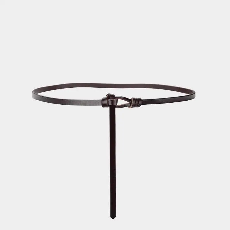 Thin dark brown leather tie belt from Assorted Leather Tie Belts collection