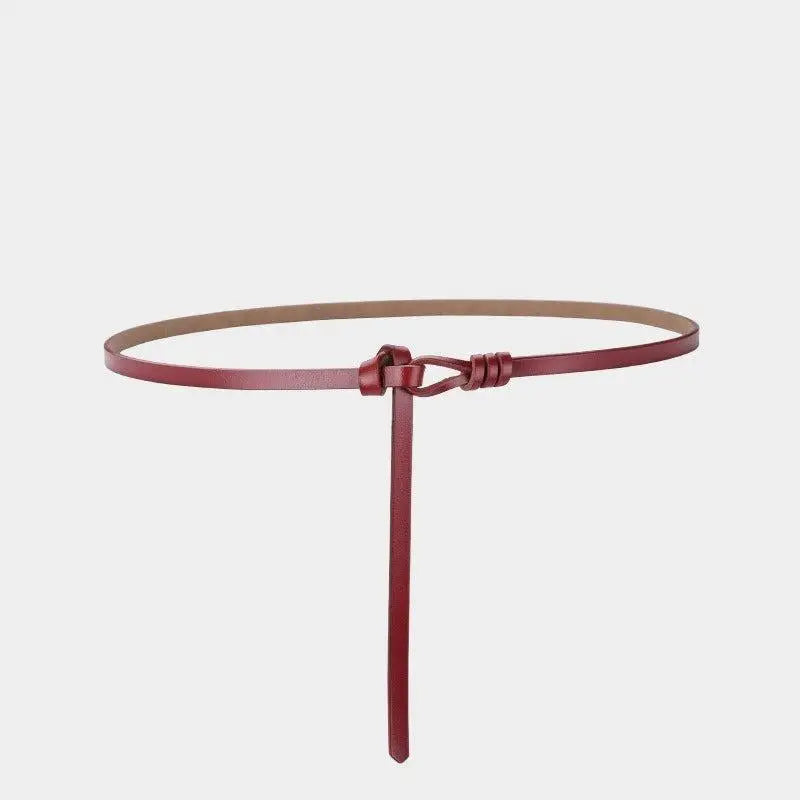 Burgundy leather tie belt with knot detail showcasing aesthetic appeal and versatile style