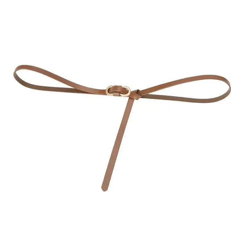 Brown leather belt with gold buckle suitable for formal and casual wear