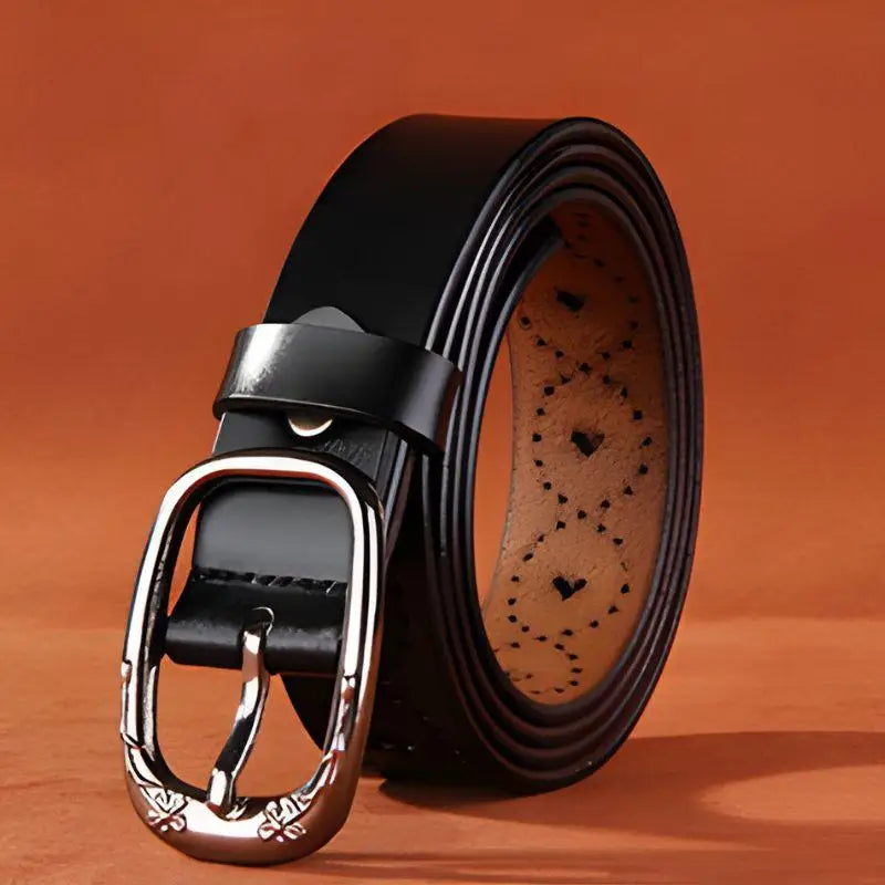 Talma Perforated Leather Belt with Decorative Cutouts showcasing perforated leather design