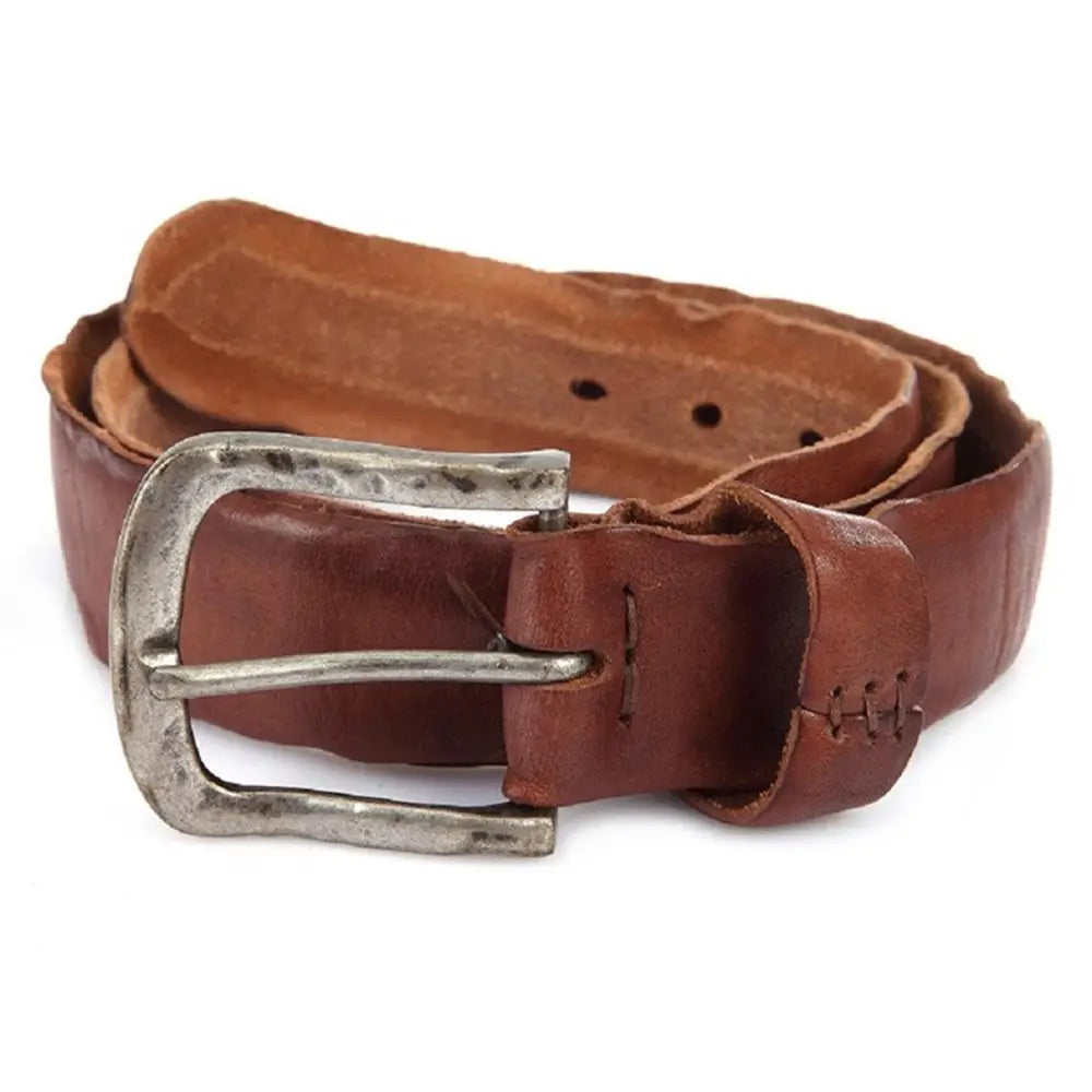 Leather belt with silver buckle for elegant style in Brown Leather Belt with Silver Buckle product