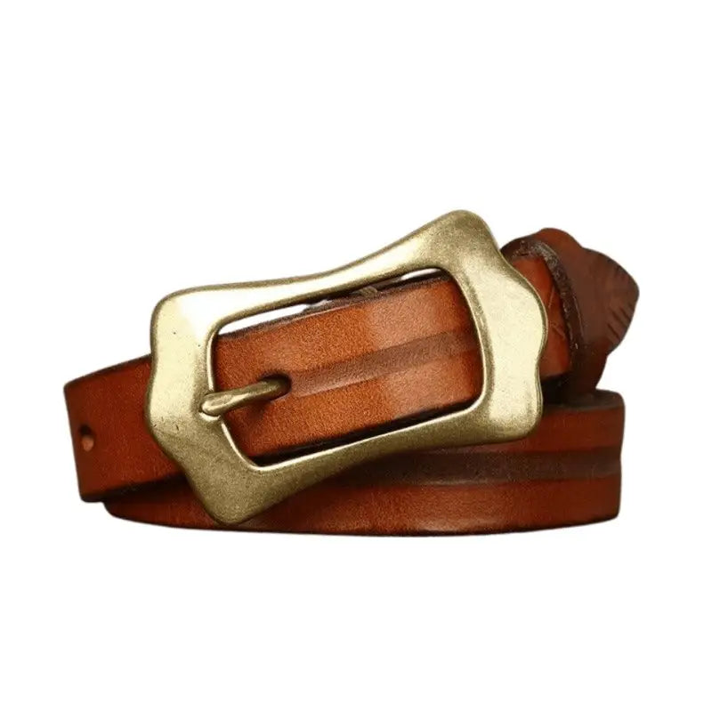 Radhika Leather Belt with Brass Buckle for Stylish Wear, genuine leather belt accessory