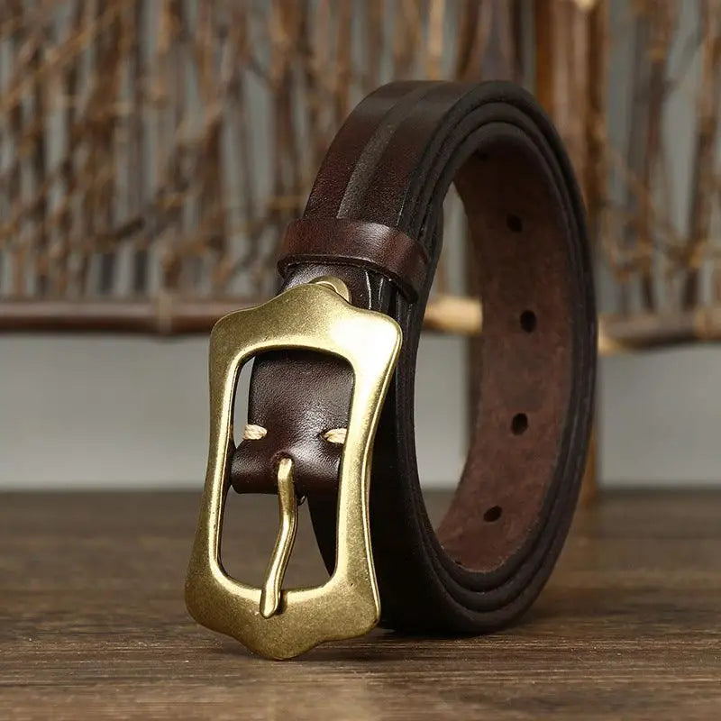 Radhika Leather Belt with Brass Buckle for Stylish Wear highlighting fine leather craftsmanship