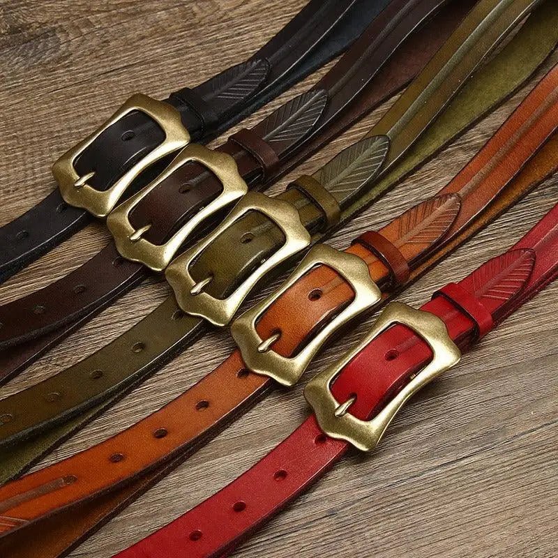 Assorted Radhika Leather Belt with Ornate Buckles for Stylish Wear