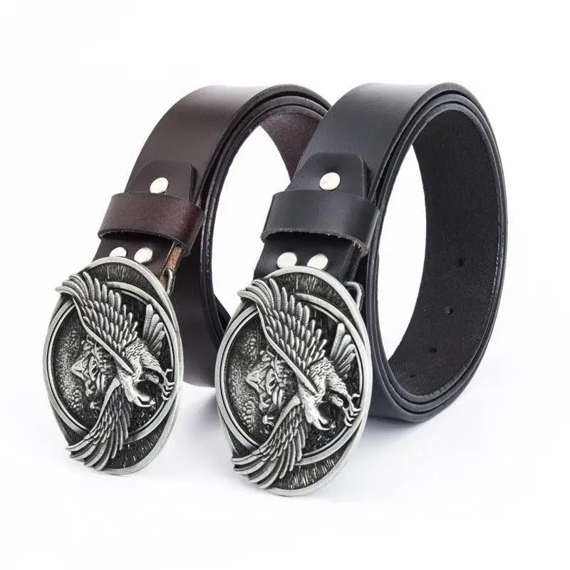 Atka Leather Belt with Eagle Buckle, perfect for Wild West style accessories