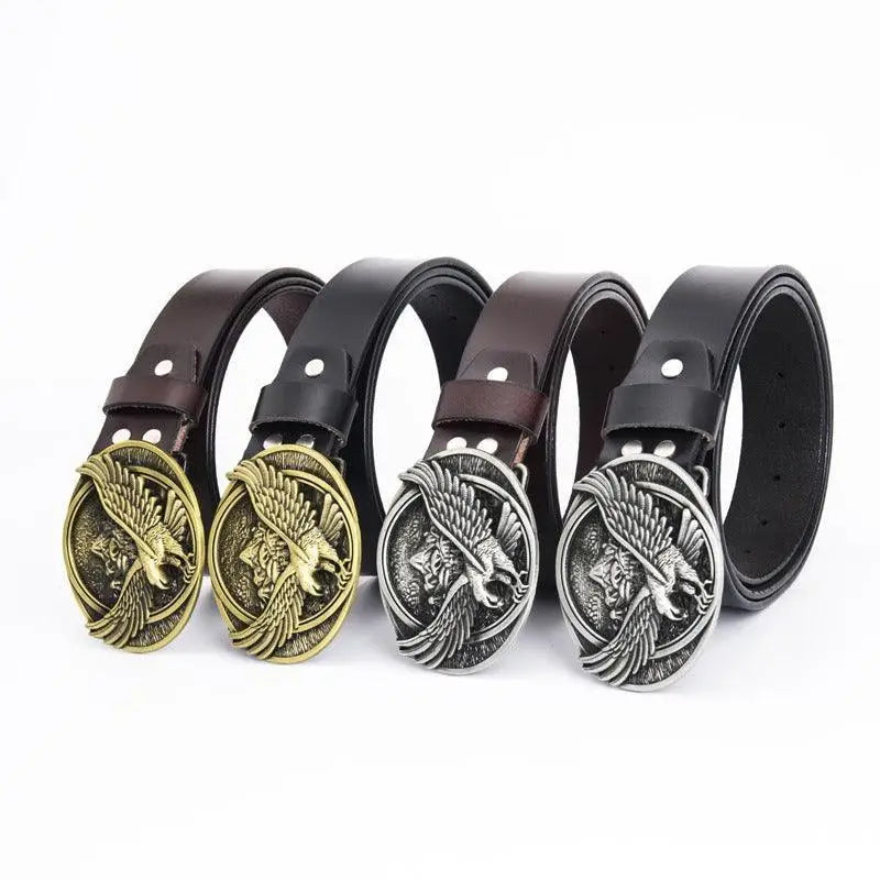 Atka Leather Belt with Eagle Buckle for Wild West style showcasing premium wild west design