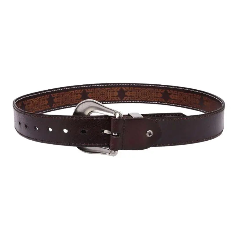 Brown leather belt with silver buckle from Western Leather Belts for classic western style