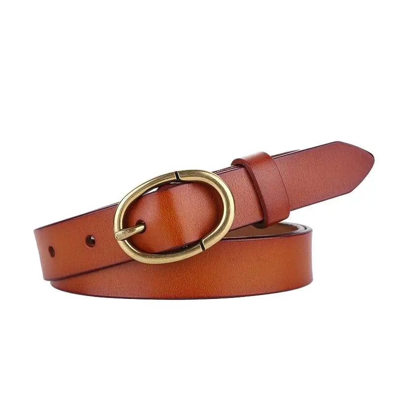 Brown leather belt with oval buckle from Elegant Dresses and Belts in Brown tones