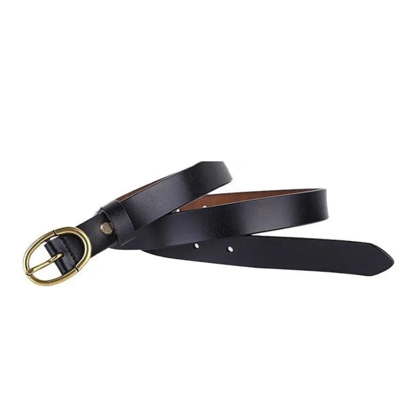 Black leather belt with gold buckle from Elegant Dresses and Belts collection