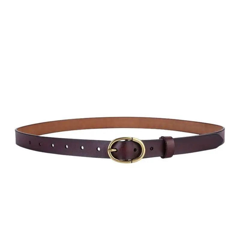 Brown leather belt with oval buckle from Elegant Dresses and Belts in Brown tones