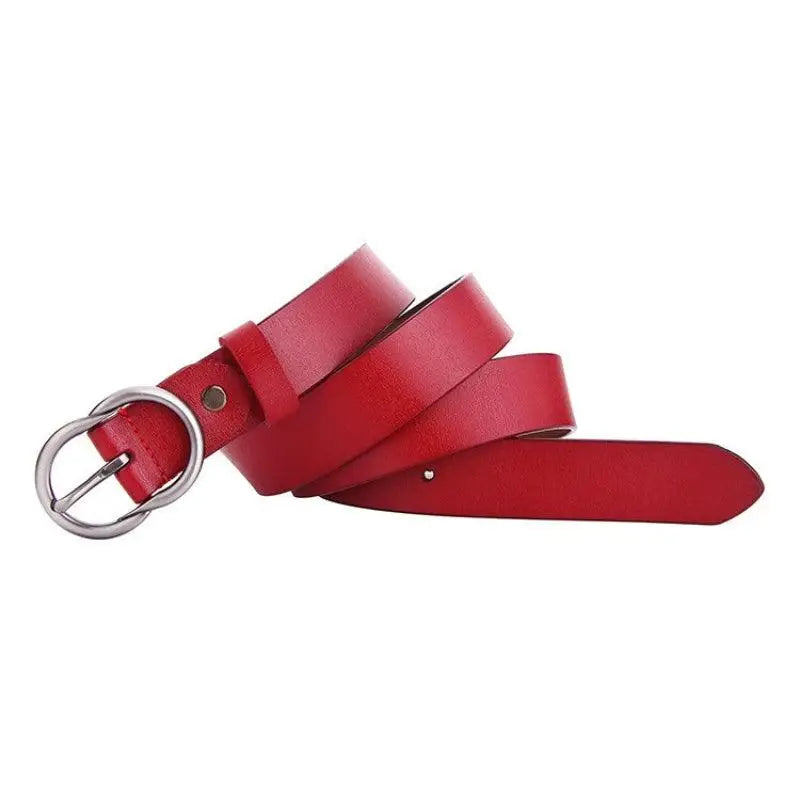 Red leather belt with silver buckle from Brown Leather Belt for Women product line