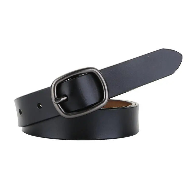 Black leather belt with metal buckle from Anni Leather Belt and Ceinture en Cuir collection