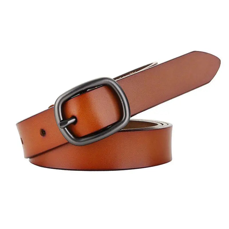 Brown leather belt with dark metal buckle from Anni Leather Belt and Ceinture en Cuir collection