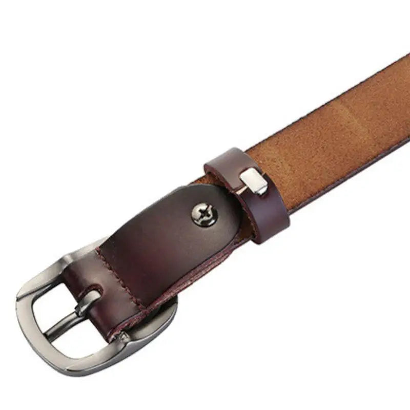 Brown leather belt with metal buckle from Anni Leather Belt and Ceinture en Cuir in various colors