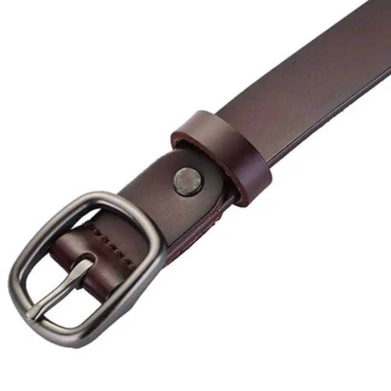 Brown leather belt with metal buckle from Anni Leather Belt and Ceinture en Cuir collection