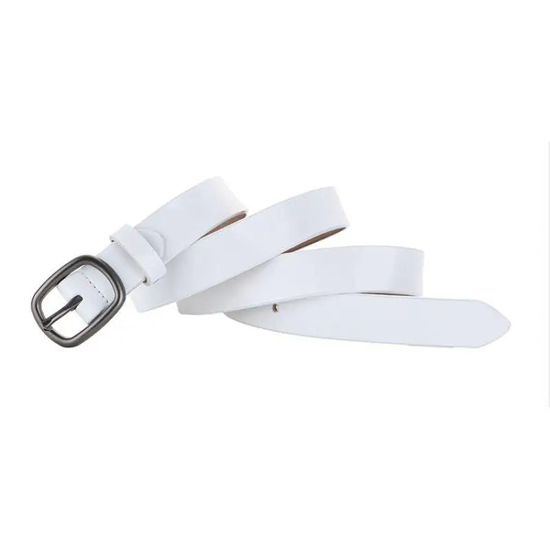 White leather belt with metal buckle from Anni Leather Belt and Ceinture en Cuir product range