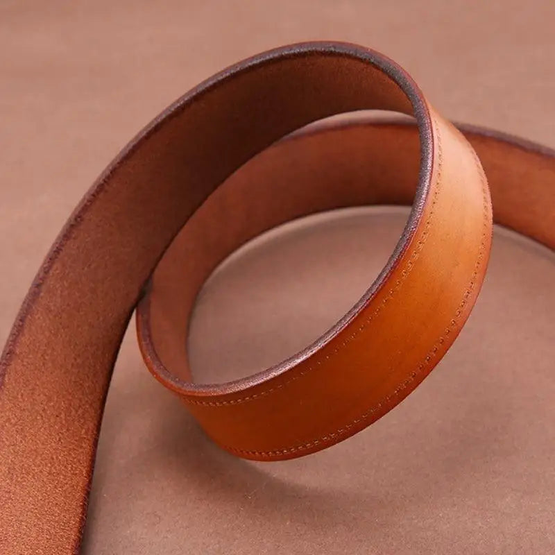 Gaby Belt in Brown Leather with Ornate Decorative Buckle, curved leather accessory