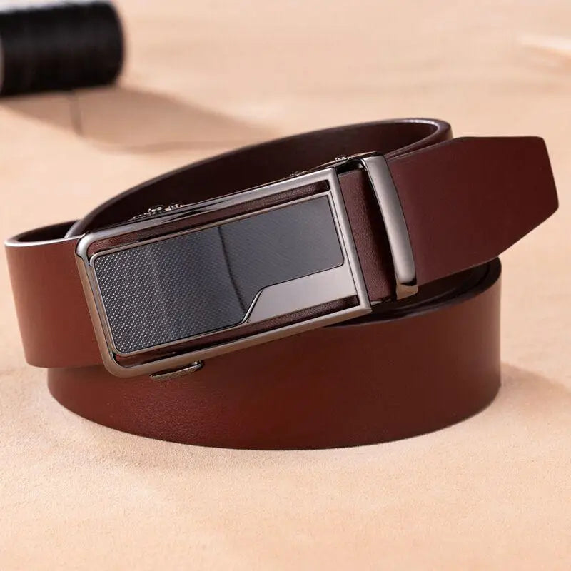 Ivano Leather Belt in Brown with Silver Buckle, high-quality leather belt for men