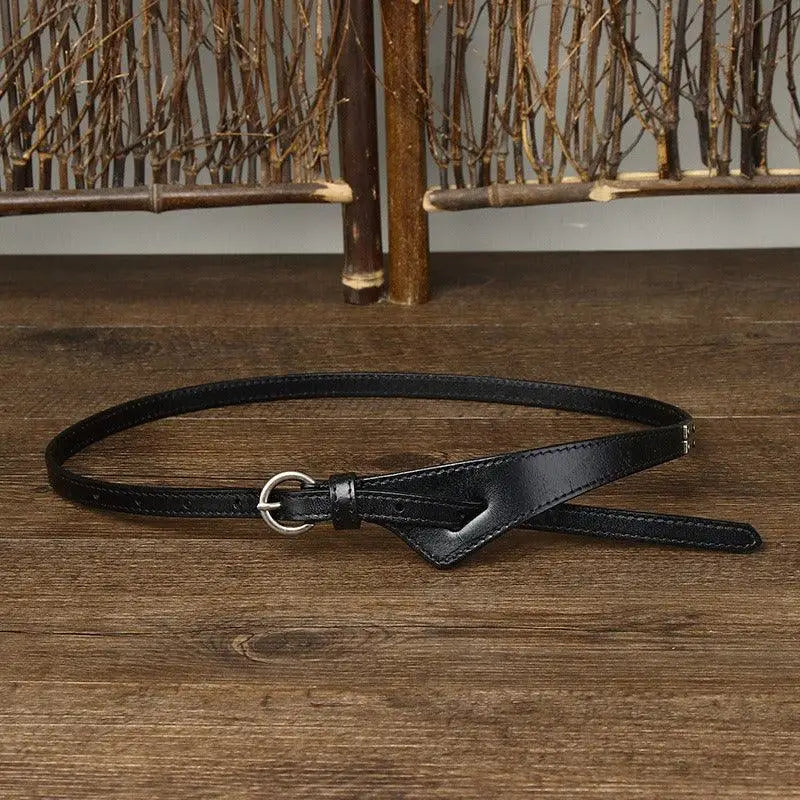 Priya Belt collection featuring a black leather belt with silver buckle for stylish wear