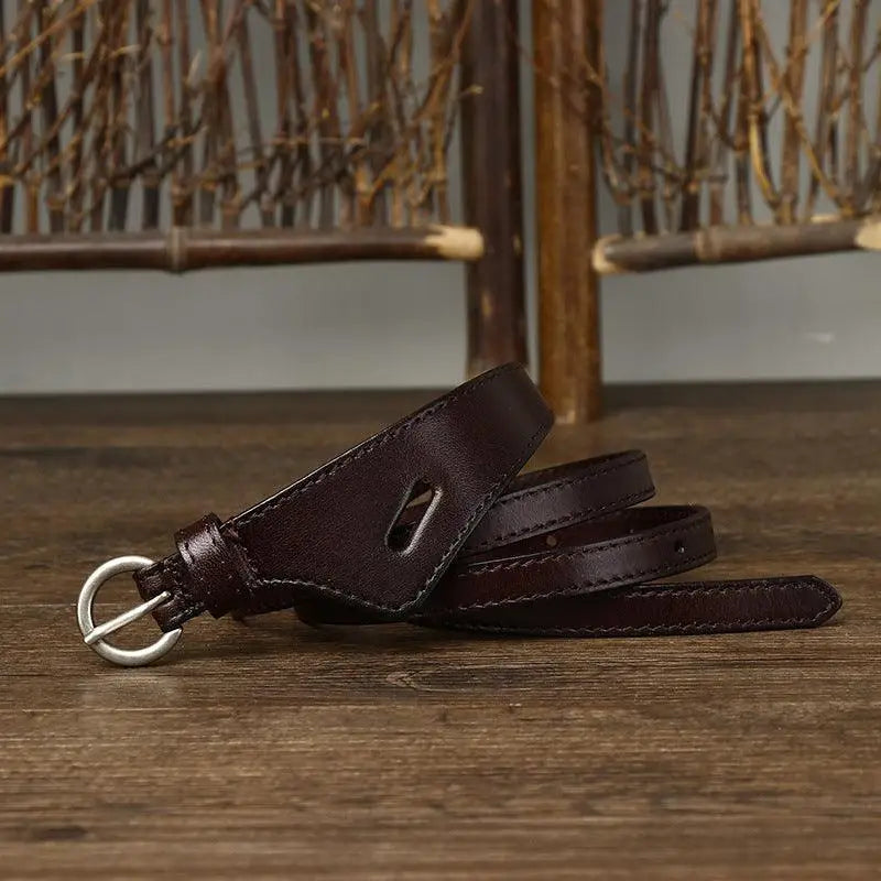 Priya Belt brown leather belt with silver buckle from Priya Belt Collection of Leather Belts