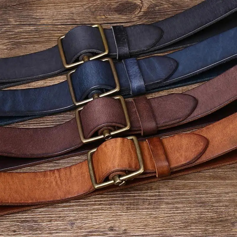 Assorted Strumiana Leather Belts with Brass Square Buckles for stylish accessories