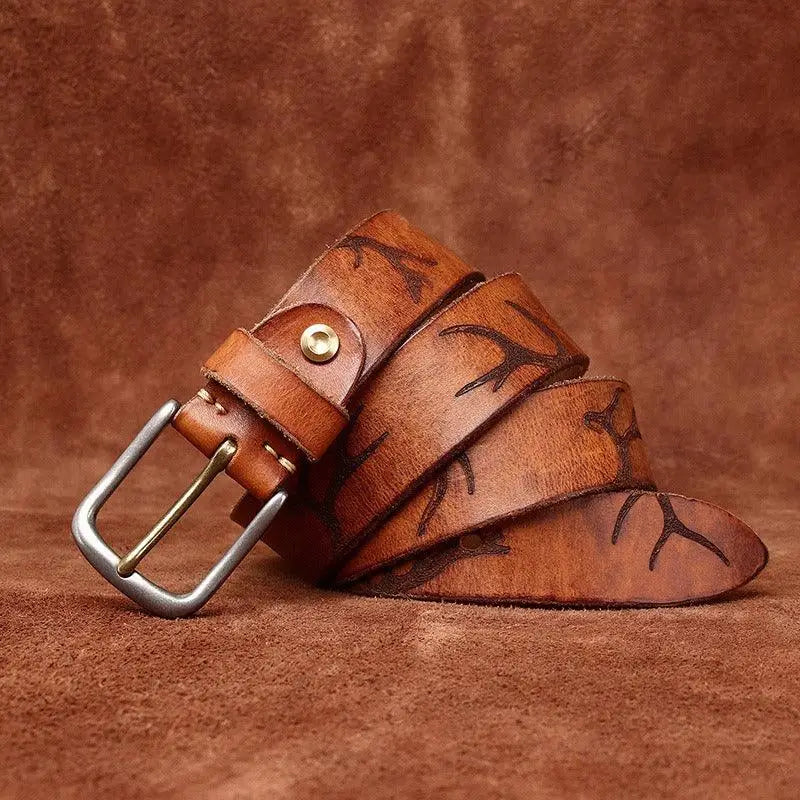 Vikram Leather Belt from the Vikram Leather Collection with metal buckle design