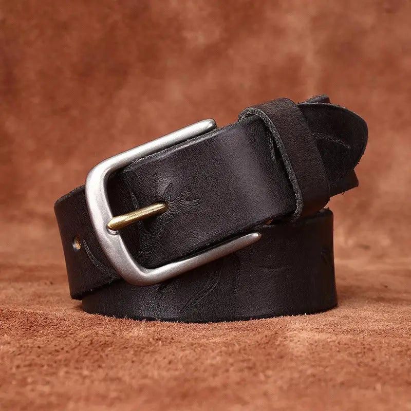 Vikram Leather Belt featuring a silver buckle from the Vikram Leather collection